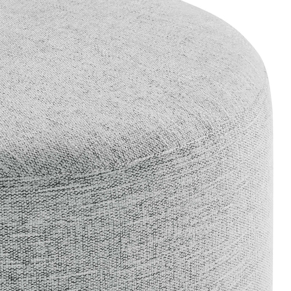 Modway Furniture Callum 16" Round Woven Fabric Ottoman - Modern Multi-Purpose Design for Stylish Living Spaces Heathered Weave Light Gray EEI-6651-HLG