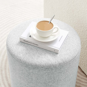 Modway Furniture Callum 16" Round Woven Fabric Ottoman - Modern Multi-Purpose Design for Stylish Living Spaces Heathered Weave Light Gray EEI-6651-HLG