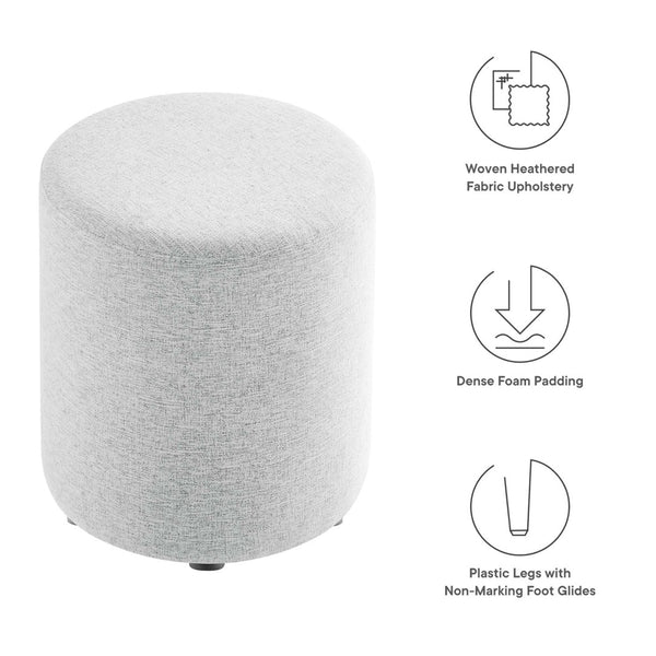 Modway Furniture Callum 16" Round Woven Fabric Ottoman - Modern Multi-Purpose Design for Stylish Living Spaces Heathered Weave Light Gray EEI-6651-HLG