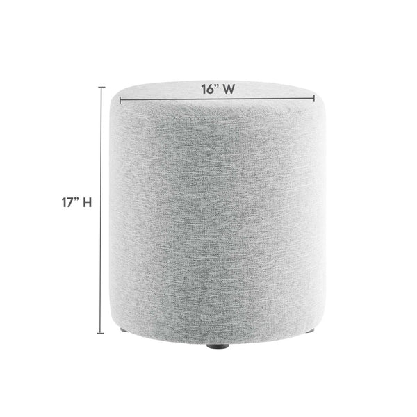 Modway Furniture Callum 16" Round Woven Fabric Ottoman - Modern Multi-Purpose Design for Stylish Living Spaces Heathered Weave Light Gray EEI-6651-HLG
