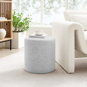 Modway Furniture Callum 16" Round Woven Fabric Ottoman - Modern Multi-Purpose Design for Stylish Living Spaces Heathered Weave Light Gray EEI-6651-HLG