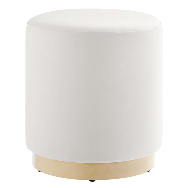Modway Furniture Tilden 16" Round Performance Velvet Ottoman – Stylish, Versatile Comfort for Any Modern Living Space Alabaster Natural EEI-6652-ALA-NAT