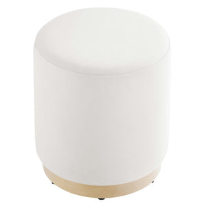 Modway Furniture Tilden 16" Round Performance Velvet Ottoman – Stylish, Versatile Comfort for Any Modern Living Space Alabaster Natural EEI-6652-ALA-NAT