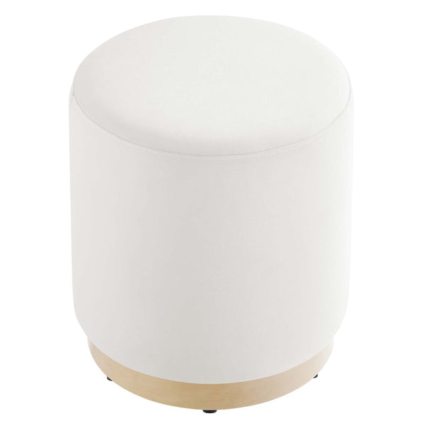 Modway Furniture Tilden 16" Round Performance Velvet Ottoman – Stylish, Versatile Comfort for Any Modern Living Space Alabaster Natural EEI-6652-ALA-NAT