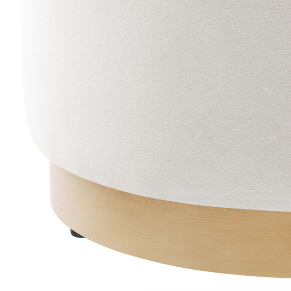 Modway Furniture Tilden 16" Round Performance Velvet Ottoman – Stylish, Versatile Comfort for Any Modern Living Space Alabaster Natural EEI-6652-ALA-NAT