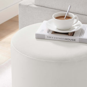 Modway Furniture Tilden 16" Round Performance Velvet Ottoman – Stylish, Versatile Comfort for Any Modern Living Space Alabaster Natural EEI-6652-ALA-NAT