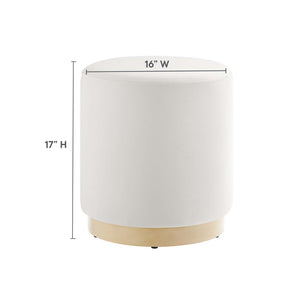 Modway Furniture Tilden 16" Round Performance Velvet Ottoman – Stylish, Versatile Comfort for Any Modern Living Space Alabaster Natural EEI-6652-ALA-NAT