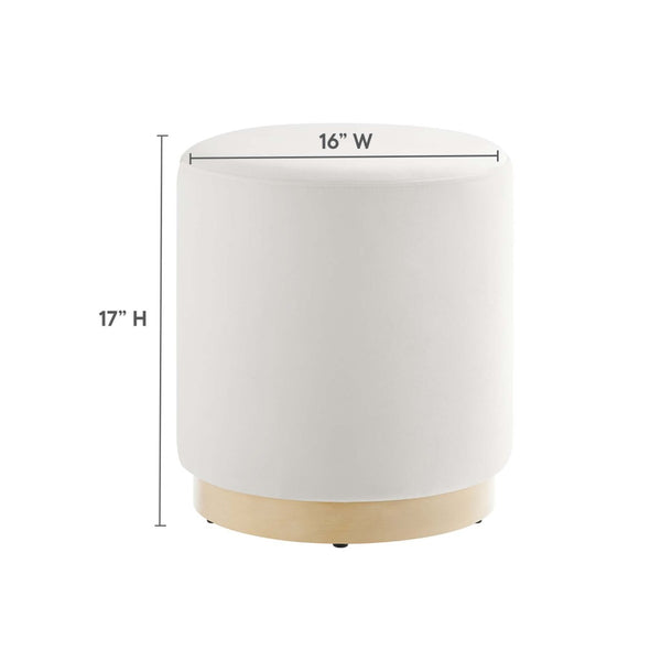 Modway Furniture Tilden 16" Round Performance Velvet Ottoman – Stylish, Versatile Comfort for Any Modern Living Space Alabaster Natural EEI-6652-ALA-NAT