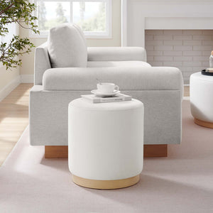 Modway Furniture Tilden 16" Round Performance Velvet Ottoman – Stylish, Versatile Comfort for Any Modern Living Space Alabaster Natural EEI-6652-ALA-NAT