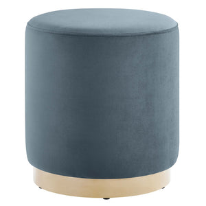 Modway Furniture Tilden 16" Round Performance Velvet Ottoman – Stylish, Versatile Comfort for Any Modern Living Space Cadet Blue Natural EEI-6652-CAB-NAT