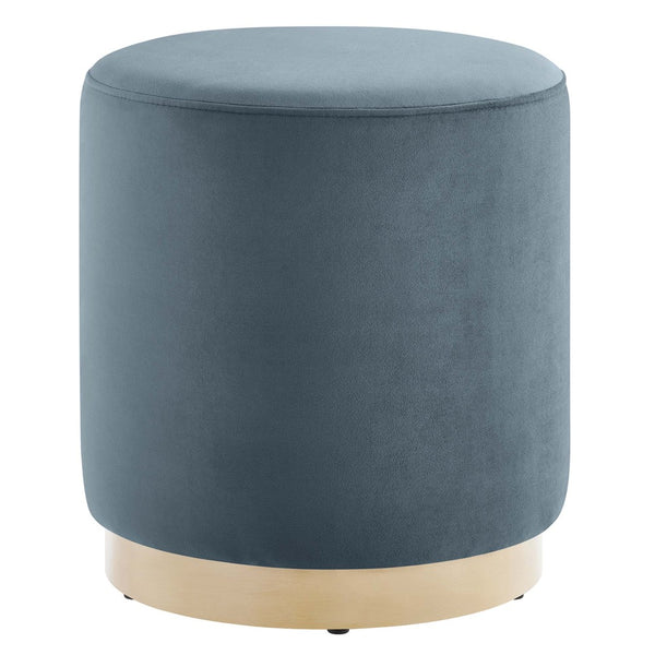 Modway Furniture Tilden 16" Round Performance Velvet Ottoman – Stylish, Versatile Comfort for Any Modern Living Space Cadet Blue Natural EEI-6652-CAB-NAT