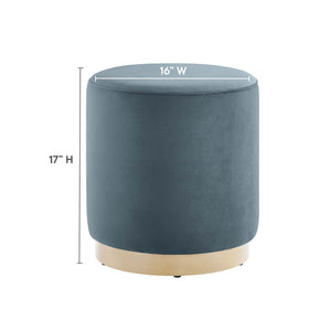 Modway Furniture Tilden 16" Round Performance Velvet Ottoman – Stylish, Versatile Comfort for Any Modern Living Space Cadet Blue Natural EEI-6652-CAB-NAT