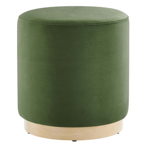 Modway Furniture Tilden 16" Round Performance Velvet Ottoman – Stylish, Versatile Comfort for Any Modern Living Space Moss Green Natural EEI-6652-MOG-NAT