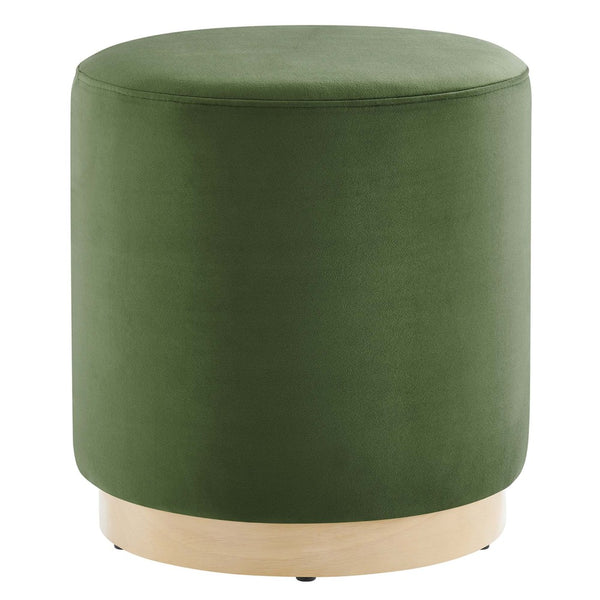 Modway Furniture Tilden 16" Round Performance Velvet Ottoman – Stylish, Versatile Comfort for Any Modern Living Space Moss Green Natural EEI-6652-MOG-NAT