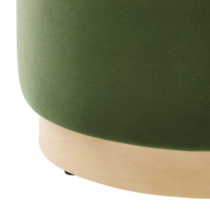 Modway Furniture Tilden 16" Round Performance Velvet Ottoman – Stylish, Versatile Comfort for Any Modern Living Space Moss Green Natural EEI-6652-MOG-NAT