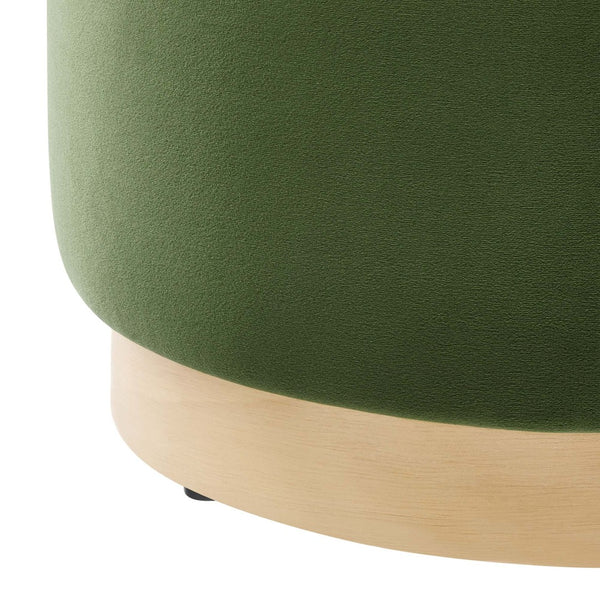 Modway Furniture Tilden 16" Round Performance Velvet Ottoman – Stylish, Versatile Comfort for Any Modern Living Space Moss Green Natural EEI-6652-MOG-NAT