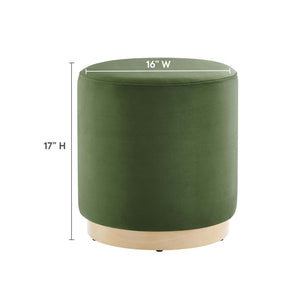 Modway Furniture Tilden 16" Round Performance Velvet Ottoman – Stylish, Versatile Comfort for Any Modern Living Space Moss Green Natural EEI-6652-MOG-NAT