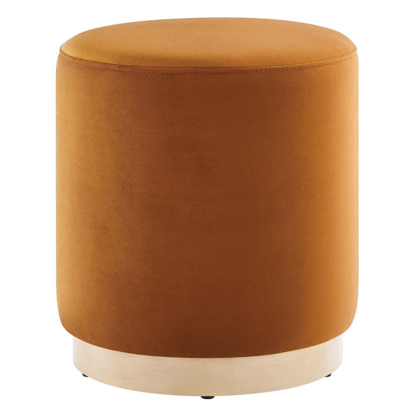 Modway Furniture Tilden 16" Round Performance Velvet Ottoman – Stylish, Versatile Comfort for Any Modern Living Space Rust Natural EEI-6652-RUS-NAT