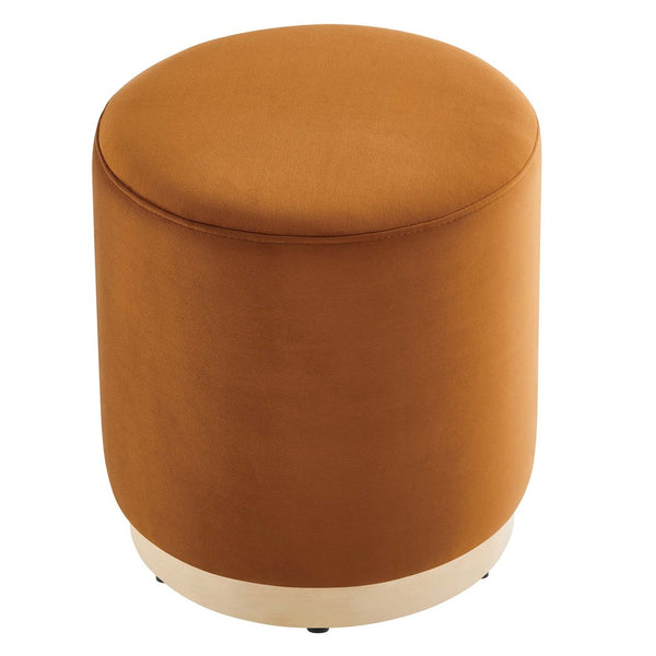 Modway Furniture Tilden 16" Round Performance Velvet Ottoman – Stylish, Versatile Comfort for Any Modern Living Space Rust Natural EEI-6652-RUS-NAT