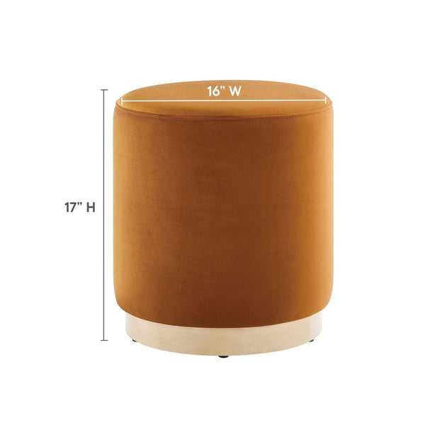 Modway Furniture Tilden 16" Round Performance Velvet Ottoman – Stylish, Versatile Comfort for Any Modern Living Space Rust Natural EEI-6652-RUS-NAT