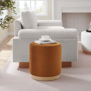 Modway Furniture Tilden 16" Round Performance Velvet Ottoman – Stylish, Versatile Comfort for Any Modern Living Space Rust Natural EEI-6652-RUS-NAT