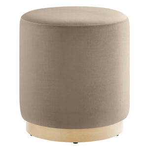 Modway Furniture Tilden 16" Round Performance Velvet Ottoman – Stylish, Versatile Comfort for Any Modern Living Space Taupe Natural EEI-6652-TAU-NAT