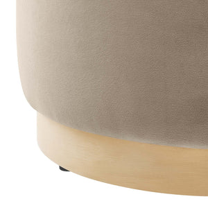 Modway Furniture Tilden 16" Round Performance Velvet Ottoman – Stylish, Versatile Comfort for Any Modern Living Space Taupe Natural EEI-6652-TAU-NAT