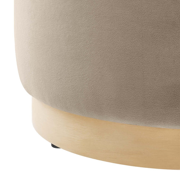 Modway Furniture Tilden 16" Round Performance Velvet Ottoman – Stylish, Versatile Comfort for Any Modern Living Space Taupe Natural EEI-6652-TAU-NAT
