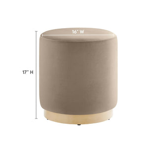 Modway Furniture Tilden 16" Round Performance Velvet Ottoman – Stylish, Versatile Comfort for Any Modern Living Space Taupe Natural EEI-6652-TAU-NAT