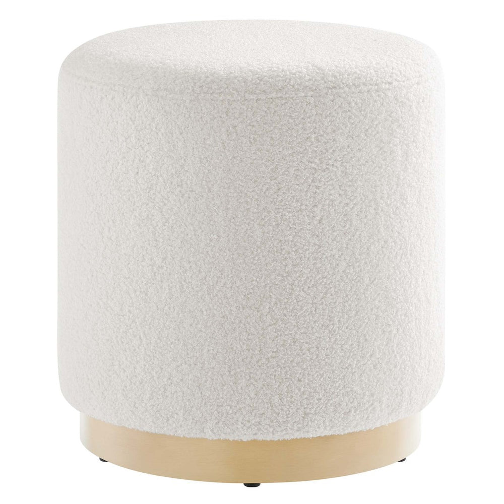 Modway Furniture Tilden 16" Round Sherpa Upholstered Ottoman - Cozy Contemporary Accent for Modern Living Spaces Ivory Natural EEI-6653-IVO-NAT