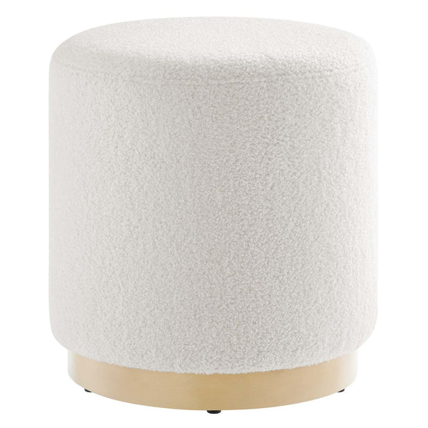Modway Furniture Tilden 16" Round Sherpa Upholstered Ottoman - Cozy Contemporary Accent for Modern Living Spaces Ivory Natural EEI-6653-IVO-NAT