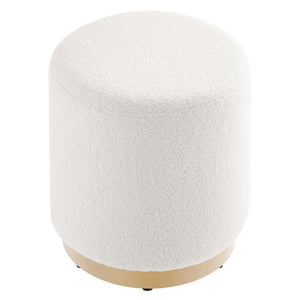 Modway Furniture Tilden 16" Round Sherpa Upholstered Ottoman - Cozy Contemporary Accent for Modern Living Spaces Ivory Natural EEI-6653-IVO-NAT
