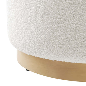 Modway Furniture Tilden 16" Round Sherpa Upholstered Ottoman - Cozy Contemporary Accent for Modern Living Spaces Ivory Natural EEI-6653-IVO-NAT
