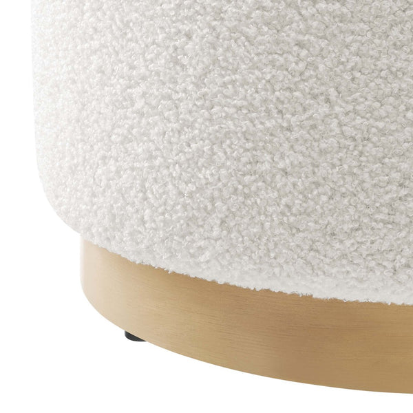 Modway Furniture Tilden 16" Round Sherpa Upholstered Ottoman - Cozy Contemporary Accent for Modern Living Spaces Ivory Natural EEI-6653-IVO-NAT