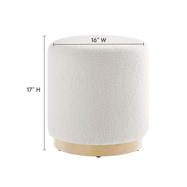 Modway Furniture Tilden 16" Round Sherpa Upholstered Ottoman - Cozy Contemporary Accent for Modern Living Spaces Ivory Natural EEI-6653-IVO-NAT