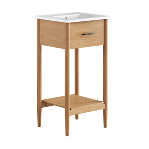 Modway Furniture Zaire 18" Bathroom Vanity - Stylish Mid-Century Design with Integrated Sink & Compact Storage Solutions Natural White EEI-6658-NAT-WHI