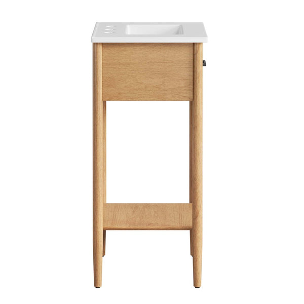 Modway Furniture Zaire 18" Bathroom Vanity - Stylish Mid-Century Design with Integrated Sink & Compact Storage Solutions Natural White EEI-6658-NAT-WHI