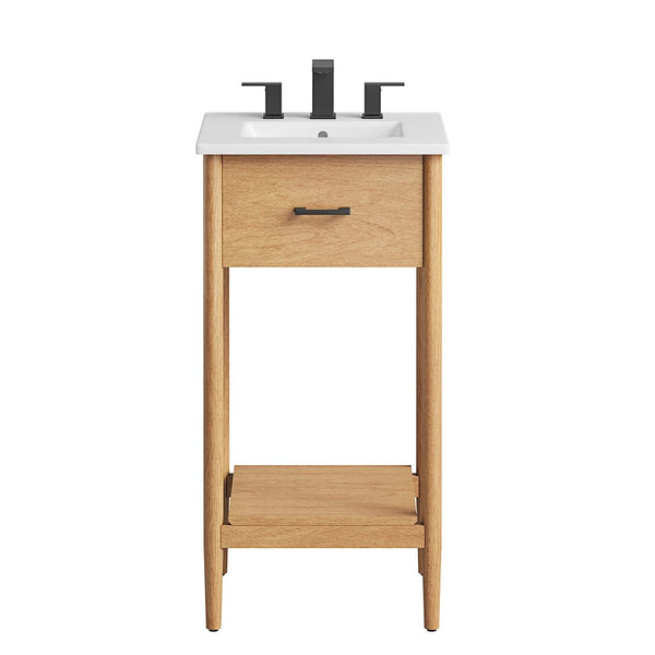 Modway Furniture Zaire 18" Bathroom Vanity - Stylish Mid-Century Design with Integrated Sink & Compact Storage Solutions Natural White EEI-6658-NAT-WHI