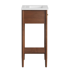 Modway Furniture Zaire 18" Bathroom Vanity - Stylish Mid-Century Design with Integrated Sink & Compact Storage Solutions Walnut White EEI-6658-WAL-WHI