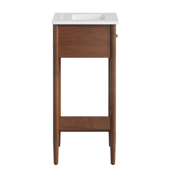 Modway Furniture Zaire 18" Bathroom Vanity - Stylish Mid-Century Design with Integrated Sink & Compact Storage Solutions Walnut White EEI-6658-WAL-WHI