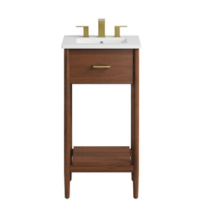 Modway Furniture Zaire 18" Bathroom Vanity - Stylish Mid-Century Design with Integrated Sink & Compact Storage Solutions Walnut White EEI-6658-WAL-WHI