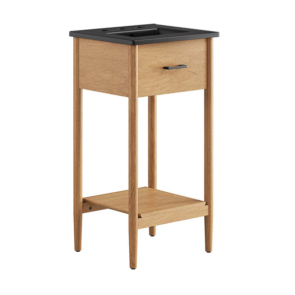 Modway Furniture Zaire 18" Mid-Century Bathroom Vanity with Integrated Ceramic Basin and Stylish Storage Solutions Natural Black EEI-6659-NAT-BLK