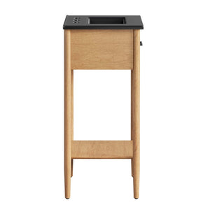 Modway Furniture Zaire 18" Mid-Century Bathroom Vanity with Integrated Ceramic Basin and Stylish Storage Solutions Natural Black EEI-6659-NAT-BLK