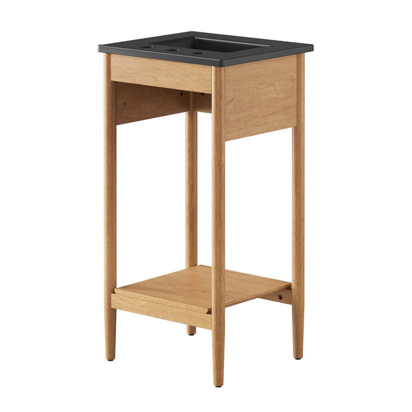 Modway Furniture Zaire 18" Mid-Century Bathroom Vanity with Integrated Ceramic Basin and Stylish Storage Solutions Natural Black EEI-6659-NAT-BLK