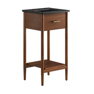 Modway Furniture Zaire 18" Mid-Century Bathroom Vanity with Integrated Ceramic Basin and Stylish Storage Solutions Walnut Black EEI-6659-WAL-BLK