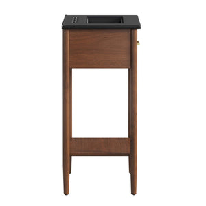 Modway Furniture Zaire 18" Mid-Century Bathroom Vanity with Integrated Ceramic Basin and Stylish Storage Solutions Walnut Black EEI-6659-WAL-BLK