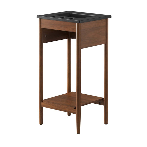 Modway Furniture Zaire 18" Mid-Century Bathroom Vanity with Integrated Ceramic Basin and Stylish Storage Solutions Walnut Black EEI-6659-WAL-BLK
