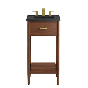 Modway Furniture Zaire 18" Mid-Century Bathroom Vanity with Integrated Ceramic Basin and Stylish Storage Solutions Walnut Black EEI-6659-WAL-BLK