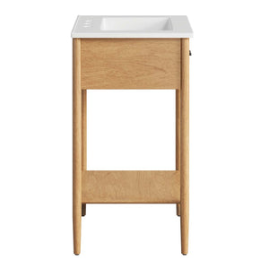 Modway Furniture Zaire 24" Bathroom Vanity by Modway - Mid-Century Modern Design with Sleek Ceramic Basin & Storage Natural White EEI-6660-NAT-WHI