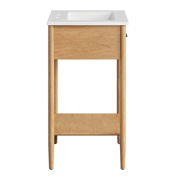 Modway Furniture Zaire 24" Bathroom Vanity by Modway - Mid-Century Modern Design with Sleek Ceramic Basin & Storage Natural White EEI-6660-NAT-WHI